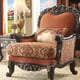 Homey Design HD-2627 Luxury Upholstery Brick/Gold Sofa Loveseat Chair Coffee Table End Table and Flower Pedestal Set 6Pcs