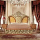 Luxury KING Bedroom Set 6 Psc Gold Curved Wood Homey Design HD-8024 