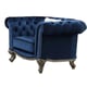 Navy Fabric Armchair w/ Silver Finish Transitional Cosmos Furniture Mia