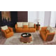 Italian Leather Sand Orange Brown Sofa GLAMOUR EUROPEAN FURNITURE Modern