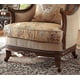 Dark Walnut & Beige Sofa Set 3Pcs Carved Wood Traditional Homey Design HD-92 