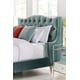 Sea-Inspired Blue Velvet King Size Platform Bed Do Not Disturb by Caracole 