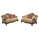 Luxury Gold Chenille Dark Brown Wood Sofa Set 2P HD-90015 Classic Traditional