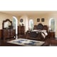 Cherry Finish Wood King Panel Bed Traditional Cosmos Furniture Santa Monica