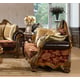 Homey Design HD-481 Antique Gold Burgundy Chenille Fabric Sofa Carved Wood Classic