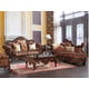 Homey Design HD-66 Luxury Cinnamon Finish Sofa and Chaise 2Pcs Carved Wood
