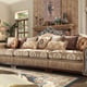Homey Design HD-1632 Victorian Upholstery Desert Sand Sectional Living Room Sofa Chair and Coffee Table Carved Wood Set 3Pcs