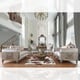 Pearl Fabric & Bronze Finish Sofa Set 4Pcs w/Coffee Table Traditional Homey Design HD-6033 