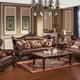 Cherry Finish Wood Sofa Set 4Pcs w/Coffee Table Traditional Cosmos Furniture Aroma