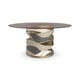 Glass Top & Metal Base In Gold W/ Faux Shagreen Dining Table VIEW FROM THE TOP by Caracole 