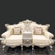 Metallic Silver & Beige Leather French Salon Sofa Set 3Pcs Homey Design HD-91633