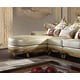 Metallic Antique Gold & Pearl Leather 3Pcs Sectional Traditional Homey Design HD-132