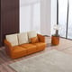 Italian Leather Sand Orange Brown Sofa Set 2Pcs GLAMOUR EUROPEAN FURNITURE Modern