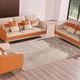Premium Italian Leather Off White & Orange Sofa ICARO EUROPEAN FURNITURE Modern