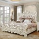 Ivory & Silver Accents King Bedroom Set 5Pcs Carved Wood Homey Design HD-8008I