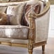 Luxury Beige & Gold Carved Wood Loveseat Traditional Homey Design HD-2019