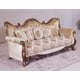 Luxury Brown & Gold Wood Trim TIZIANO Sofa EUROPEAN FURNITURE Traditional