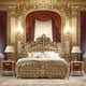 Traditional  Antique Gold Solid Wood CAL King Bed Homey Design HD-961