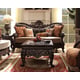 Homey Design HD-3630 Dark Chocolate Bonded Leather Loveseat Carved Wood Classic