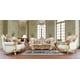 Victorian White Tufted Leather Armchair Traditional Homey Design HD-93630