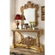 Metallic Bright Gold Finish Console Table & Mirror Traditional Homey Design HD-8016