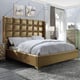 Antiqued Gold Faux Leather King Panel Bed Modern Homey Design HD-6065