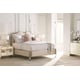 Cream Finish Upholstered Headboard King Poster Bed THE POST IS CLEAR by Caracole 