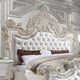 Performance White Faux Leather Tufted King Bed Set 5Pcs Traditional Homey Design HD-1813
