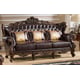 Cherry finish Wood Brown Leather Sofa Traditional Cosmos Furniture Vanessa