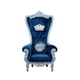 Luxury Blue Velvet & Silver High Back Chair QUEEN ELIZABETH EUROPEAN FURNITURE 
