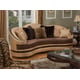 Luxury Golden Beige Sofa Dark Brown Wood Trim Benetti's Emma Classic Traditional