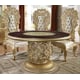 Metallic Antique Gold Leather Round Dining Set 5Pcs Traditional Homey Design HD-1801