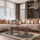 Antique Gold Performance Fabric Sofa Set 5Pcs w/Coffee Tables Traditional Homey Design HD-3058 