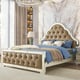 Rose Beige Leather & Mirror King Panel Bed Homey Design HD-6000 