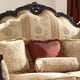 Homey Design HD-953 Luxury Upholstery Golden Beige Dark Brown Carved Wood Living Room Sofa Loveseat and Chair Set 3Pcs