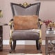 Dark Gray Pearl Fabric & Gold Finish Armchair Traditional Homey Design HD-6024-1 