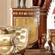 Luxury KING Bedroom Set 7 Psc Gold Curved Wood Homey Design HD-8024 
