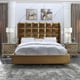Antiqued Gold Faux Leather CAL King Panel Bed Modern Homey Design HD-6065