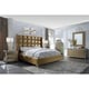 Antiqued Gold Faux Leather CAL King Panel Bed Modern Homey Design HD-6065