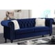Blue Velvet Button Tufting Sofa Transitional Cosmos Furniture Maya