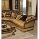 Luxury Tufted Sectional Sofa Dark Brown Wood Benetti's Salvatore Classic RIGHT 