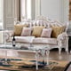 Luxury Pearl Cream Tufted Sofa Carved Wood Traditional Homey Design HD-13009 