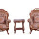 Luxury Brown & Gold Wood Trim TIZIANO Chair Set 2 Pcs EUROPEAN FURNITURE Traditional