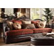 Homey Design HD-6903 Victorian Luxury Rich Brown Leather Red Mixed Fabric Sofa
