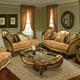 Benetti's Felisa Luxury Golden Beige Silk Chenille Sofa Honey Oak Finish Classic