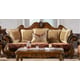 Homey Design HD-481 Antique Gold Burgundy Chenille Fabric Sofa Set 2Pcs Carved Wood Classic