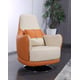 Italian Leather Off White & Orange Arm Chair AMALIA EUROPEAN FURNITURE Modern