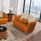 Italian Leather Sand Orange Brown Sofa Set 2Pcs GLAMOUR EUROPEAN FURNITURE Modern
