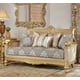 Metallic Bright Gold Sofa Set 3Pcs Carved Wood Traditional Homey Design HD-2666 