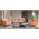 Italian Leather Off White & Orange Sofa Set 2Pcs ICARO EUROPEAN FURNITURE Modern